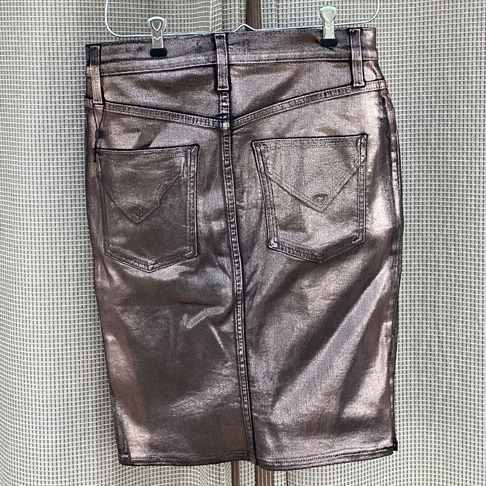 NEW Hudson Centerfold Extreme High Rise Coated Metallic Mini Skirt 28 - Picture 3 of 7